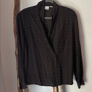 Liz Claiborne Vintage Multicolor Polka Dot Snap Front Blouse Medium